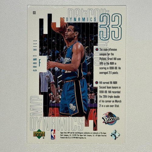 1999-00 Upper Deck MVP - Dynamics #D3 Grant Hill - Picture 2 of 2
