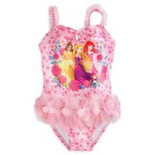 Disney Store Princesses Ariel Rapunzel Belle One Piece Deluxe Swimsuit Girl 5/6