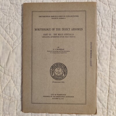 Rare 1936 Insect Abdomen Morphology pt 3 Smithsonian Publication 3396 Volume 95