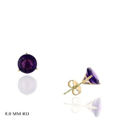 2.50 TCW Natural Round Cut Amethyst 14K Yellow Gold Studs   February Birthstone
