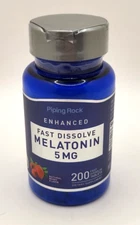 Piping Rock ENHANCED Melatonin 5 mg - 200 Fast Dissolve Tablets / BERRY Flavor