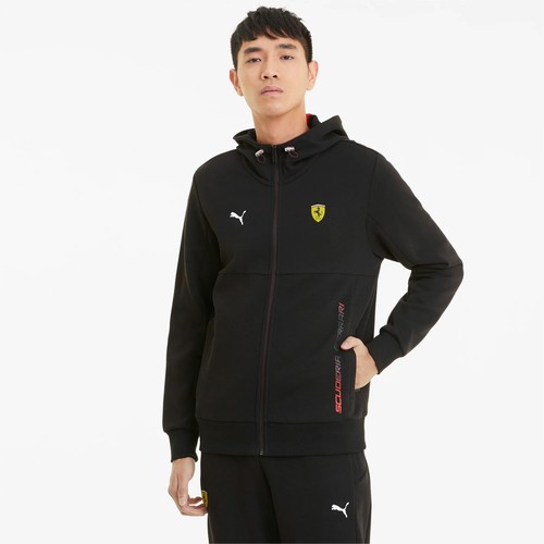 Puma Ferrari Race Chaqueta con Capucha para Hombre Negro Blanco Ropa  Deportiva Sudadera Top | eBay