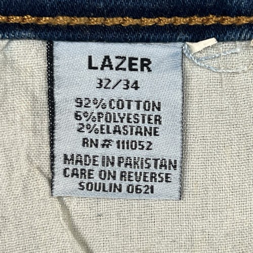 Pantalon Lazer Jeans Homme 32x33 Bleu Denim Coupe Droite Distresse Stretch Décontracté - Photo 8/9