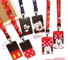 lot new mickey minnie mix key chain Lanyard hard ID Badge Holder Key Neck Strap