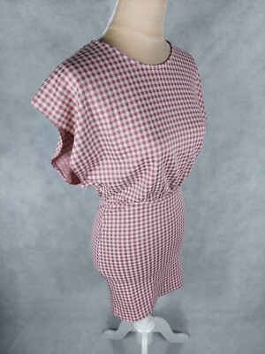 Kleid Zara Gr. S 36 NEU weiß rot braun kariert stretch Jersey Party dress casual