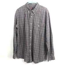 Men's Chaps Red Black White Check Pocket Button Down Collared Long Casual Sz XL