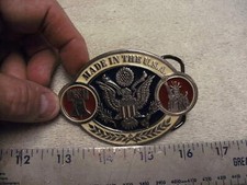 MADE IN THE USA , Liberty Bell, Statue Of Liberty Belt Buckle Vintage  2353
