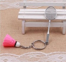 Badminton PINK Shuttlecock Racket Keychain Keychain