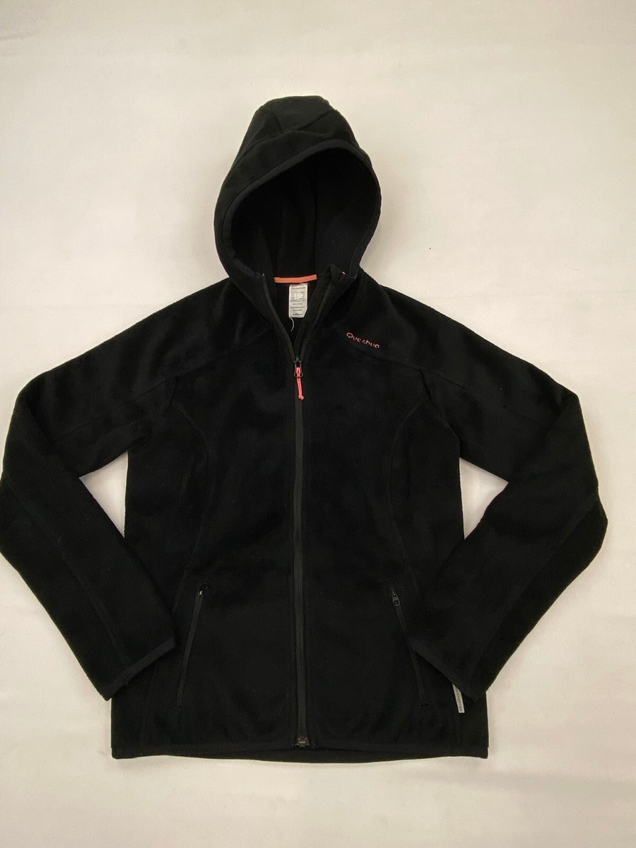 Quechua Decathlon Polar Black Hooded Full Zip Warm Fleece Jacket Euro size  Small