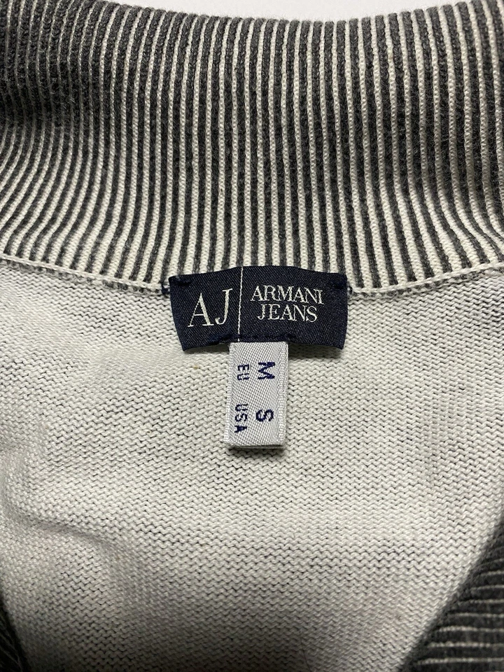 Vintage Armani Jeans Distressed faded full zip A J sweatshirt Rare S Size Man - Image 3 of 4