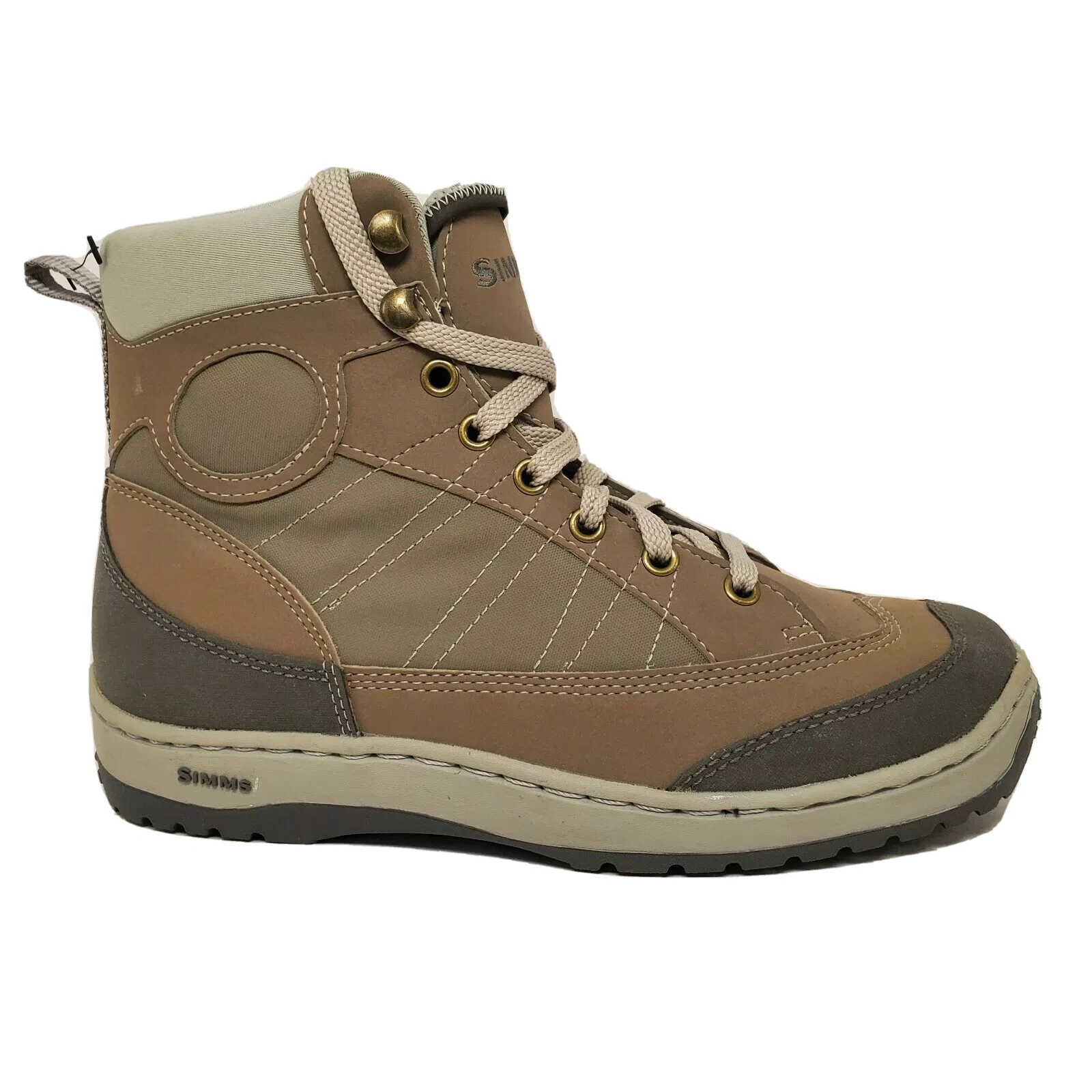 Simms Fishing Flats Wading Sneaker Boots Mens Size 7 Beige Brown High Top