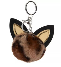 Leopard Cat Ears Pom Pom Key Chain Key Ring