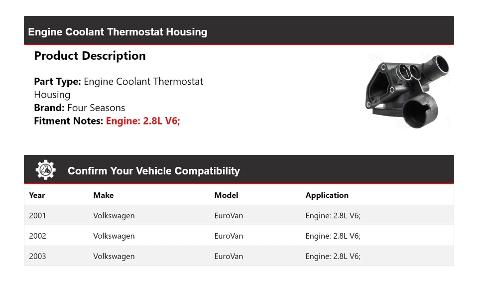 Carcasa termostato refrigerante motor Volkswagen EuroVan 2001-2003 4 estaciones Foto 2 de 4