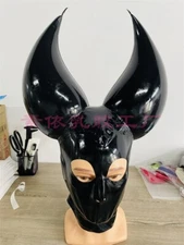 Latex Gummi Mask with inflatable horn cosplay halloween party inflatable hood