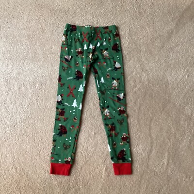 LITTLE BLUE HOUSE BOYS PAJAMA BOTTOMS, 8, WINTER SCENES ON DARK GREEN