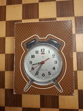 Vintage 1970s Boxed Diamond Mechanical Brown Alarm Clock Shanghai China no. 7925
