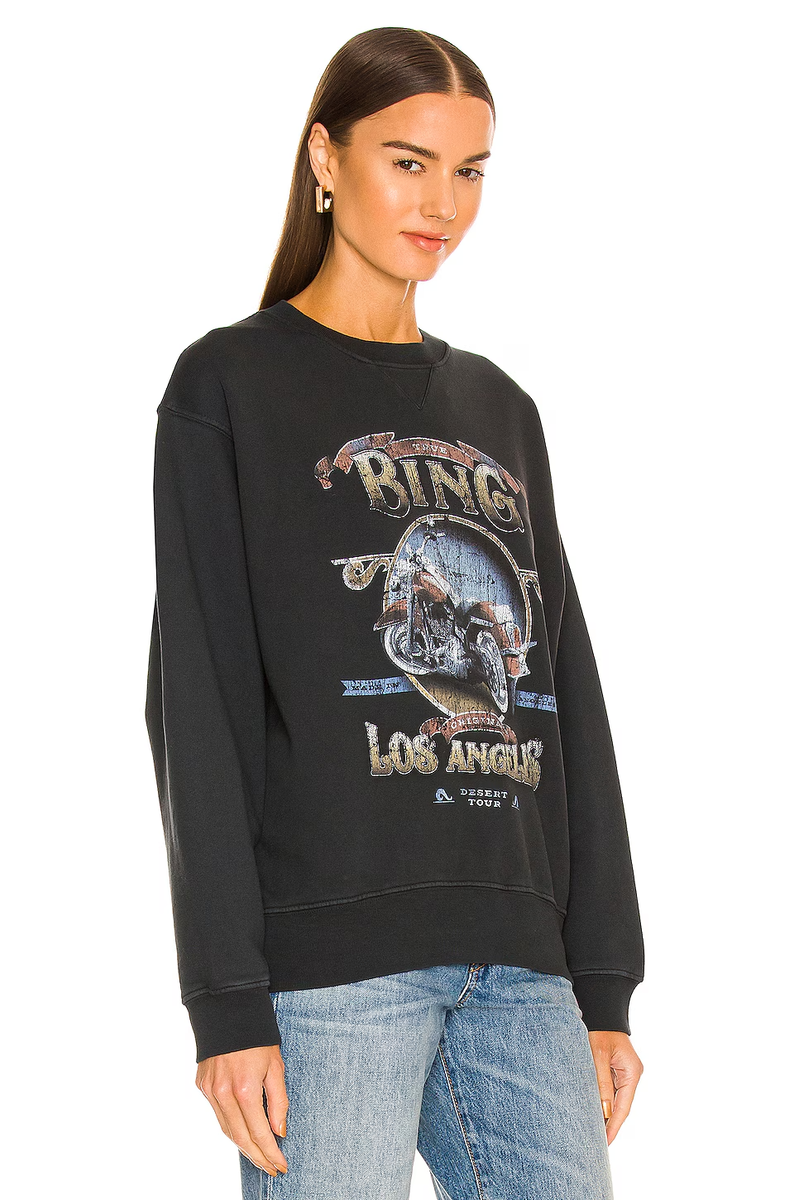 ANINE BING 22SS「LOS ANGELS スウェット 墨黒 Anine Bing Ramona Los Angeles Sweatshirt in Washed Black