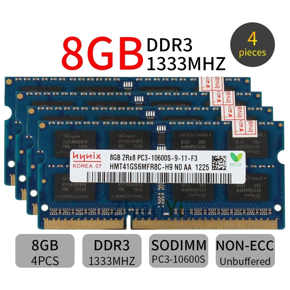 Hynix 32GB 16GB 8GB 4GB DDR3 1333MHz 2Rx8 PC3-10600S 204Pin Laptop Memory LOT UK - Image 2 of 4