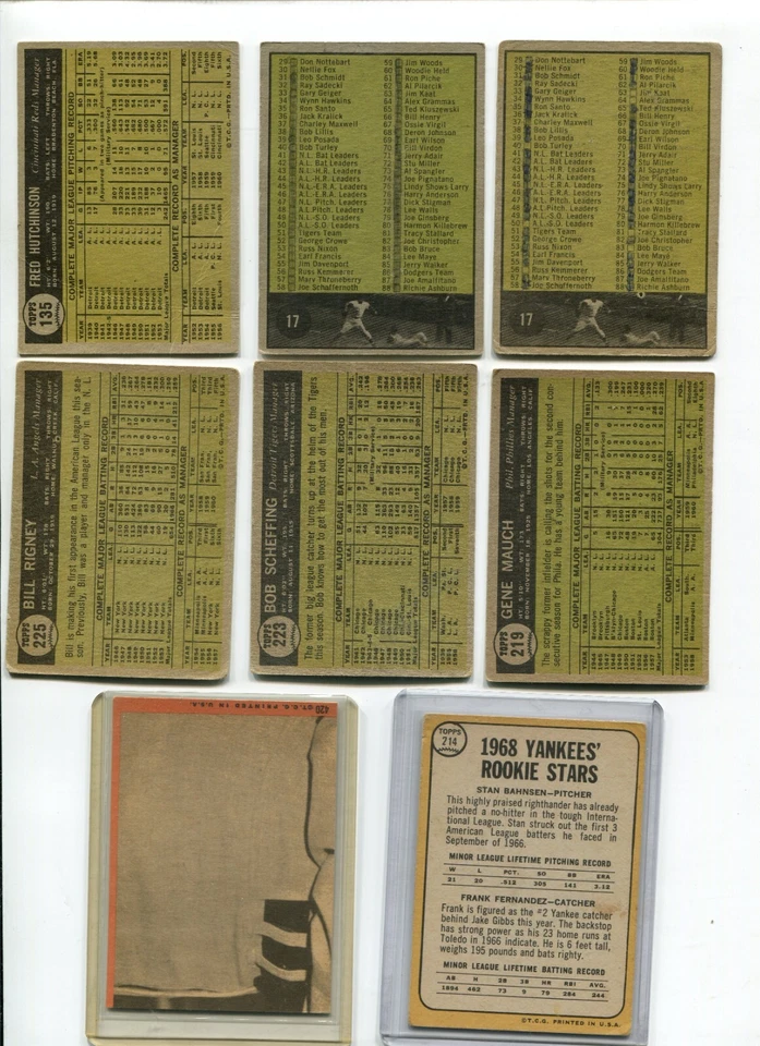 1961 & 69 Topps 8 card lot: Ron Santo, Gene Mauch, etc. ... NM thru Good - Image 2 of 2