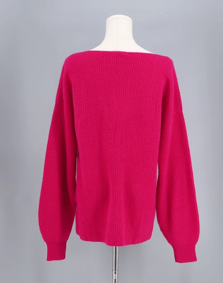 NUEVO CON ETIQUETAS SUNDANCE Jovie Cashmere Manga Abullonada Cachemira Rosa Vibrante Talla M Foto 4 de 4
