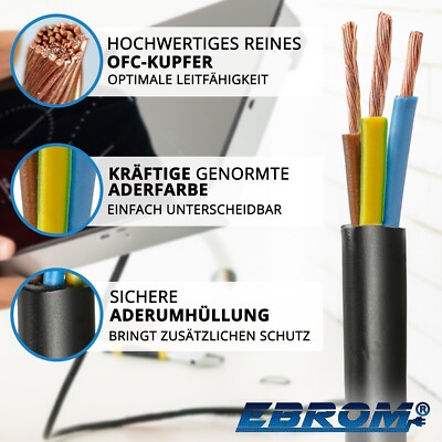 Schlauchleitung H03VV-F 3x0,75 Mm² – 10 Meter, Weiß, Für Lampen & Kleine Elektrogeräte