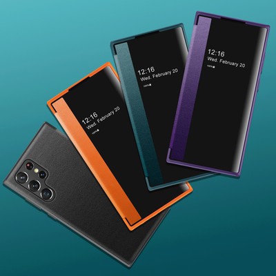 For Samsung Galaxy S24 Ultra S24+ Luxury Leather Case Window View Flip Cover 