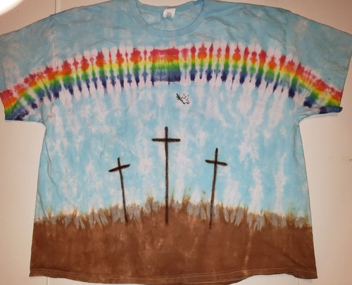 KIDS Handmade Tie Dye shirt CHRISTIAN - ANGEL or CROSS / 3 CROSSES - Picture 22 of 33