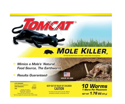Tomcat Mole Killer, Mimics Natural Food Source, Poison Kills in a Singl 10 Worms