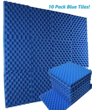 10pk Premium Acoustic Foam Blue Egg Crate Wall Tile Soundproofing 12"x12"x1.5"