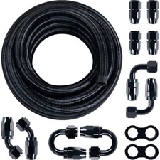 AN6 -6AN Fitting Stainless Steel Nylon Braided Gas Oil Fuel Hose Line Kit 10FT