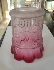 Cranberry Glass Etched Lamp Shade
