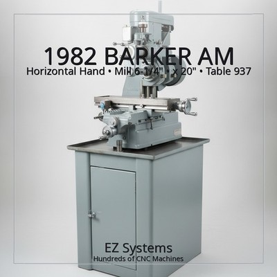 1982 BARKER AM Horizontal Hand Mill 6-1/4'' x 20'' Table, 937 RPM