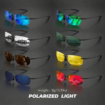 Rimless TR90 Sunglasses Polarized UV400 Lenses Lightweight Outdoor Men Glasses