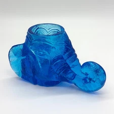 Vintage Degenhart Blue Glass Elephant Head Toothpick Holder
