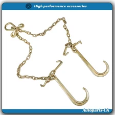 US 5/16" G70 V-Chain Bridle w/ 15" Large J Hooks,T- Hook&J-Hook w/ Grab Hooks 3'
