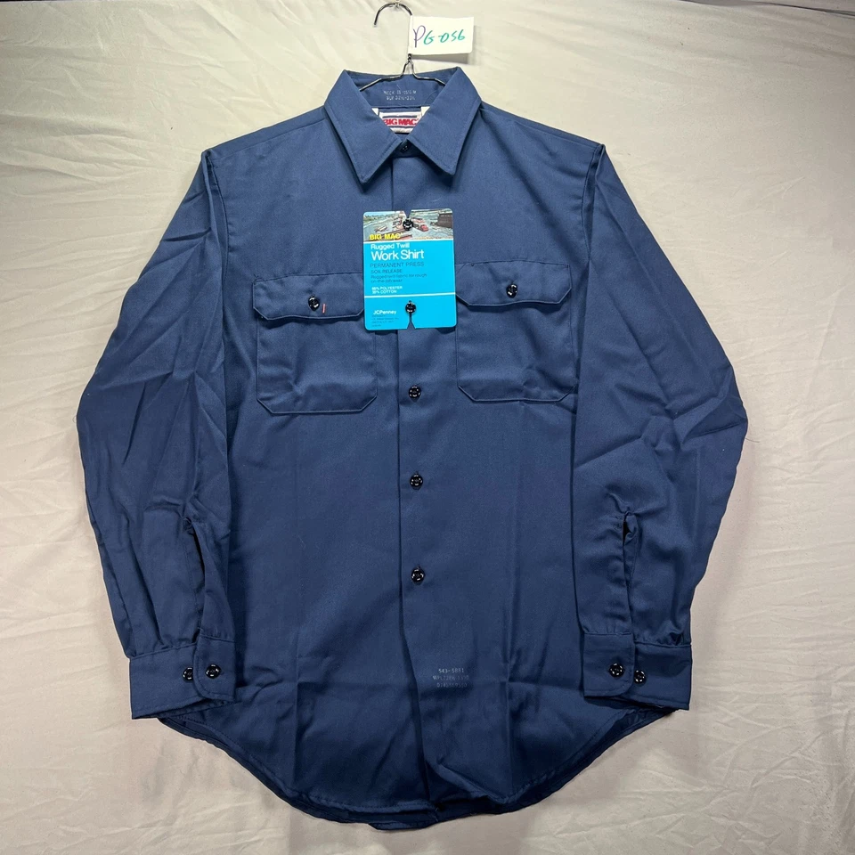 Vintage Big Mac Work Shirt Mens 15.5 Medium Blue Button Up Rugged Twill NWT - Image 2 of 4