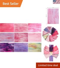 9 Sheets Pink Purple Stained Glass Collection - 4x6 Inch Craft Supplies