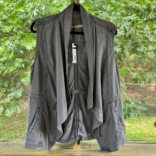 Max Jeans Women's 100% Tencel Open Sleeveless Jacket Taupe Size L. NEW