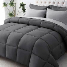 JOLLYVOGUE Queen Comforter Set, Ultra-Soft QUEEN 88" 88" , Dark  Light Grey