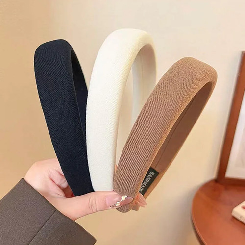 Wild Solid Color Sponge Headband for Women Fashion Girl Wash Face Wide Edge - Picture 35 of 40