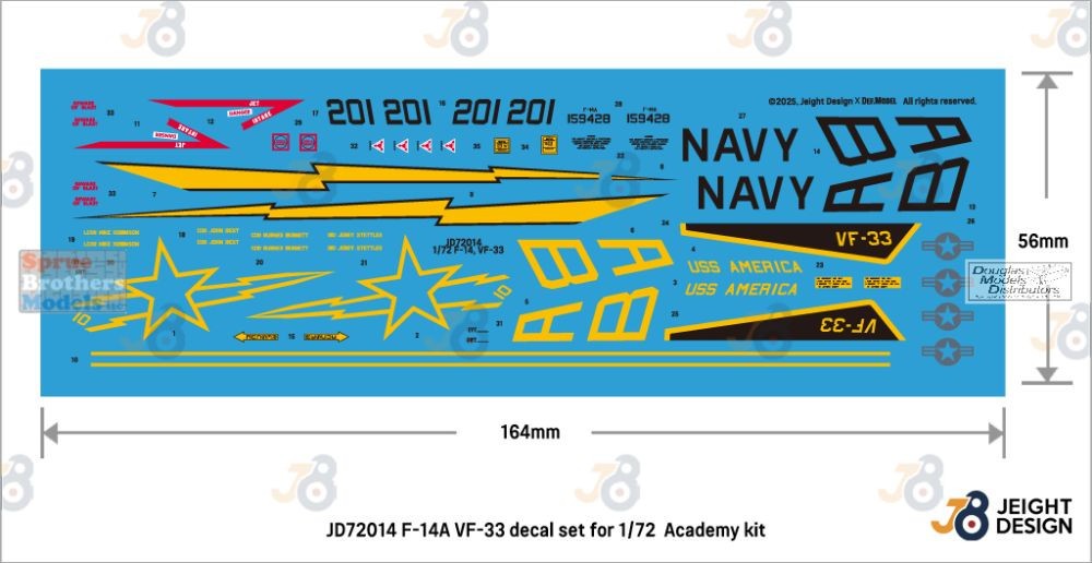 DEFJD72014 1:72 DEF Model Jeight Design Decal Set - F-14A Tomcat