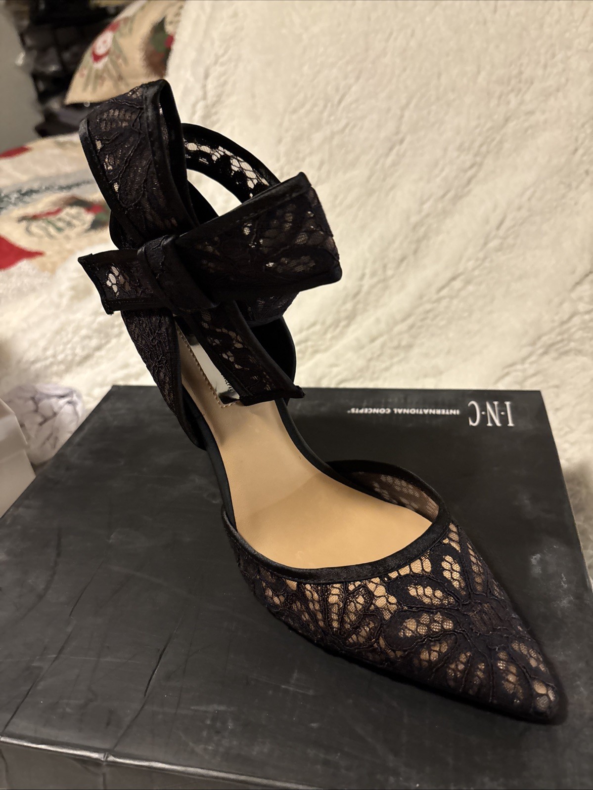 Stunning A must have  INC Lace Stiletto Pump With Bow Accent