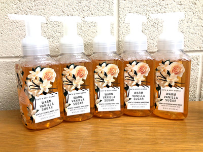 Bath & Body Works WARM VANILLA SUGAR Gentle Foaming Hand Soap 8.75oz New (QTY 5)