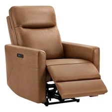 CHITA Genuine Leather Power Recliner Chair,Comfortable Wall Hugger Recliner