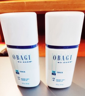 TWO  (2) Obagi Nu-Derm AM/PM Toner 2 fl oz/ 59ml. Facial Travel Size NEW