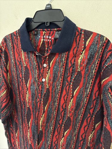 Vintage TUNDRA CANADA Polo Shirt Hip Hop Biggie Coogi Style Size Large