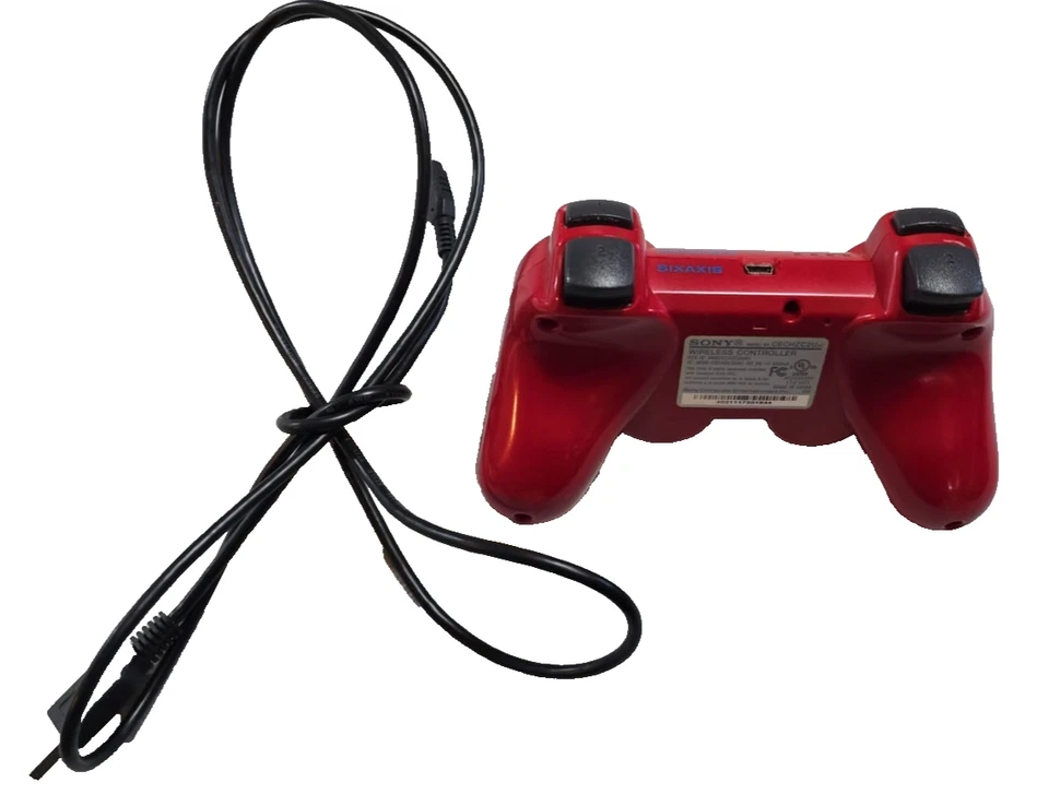 Official Sony PlayStation 3 Controller PS3 Genuine DualShock PS3 Red Plus Wire! - Image 2 of 3
