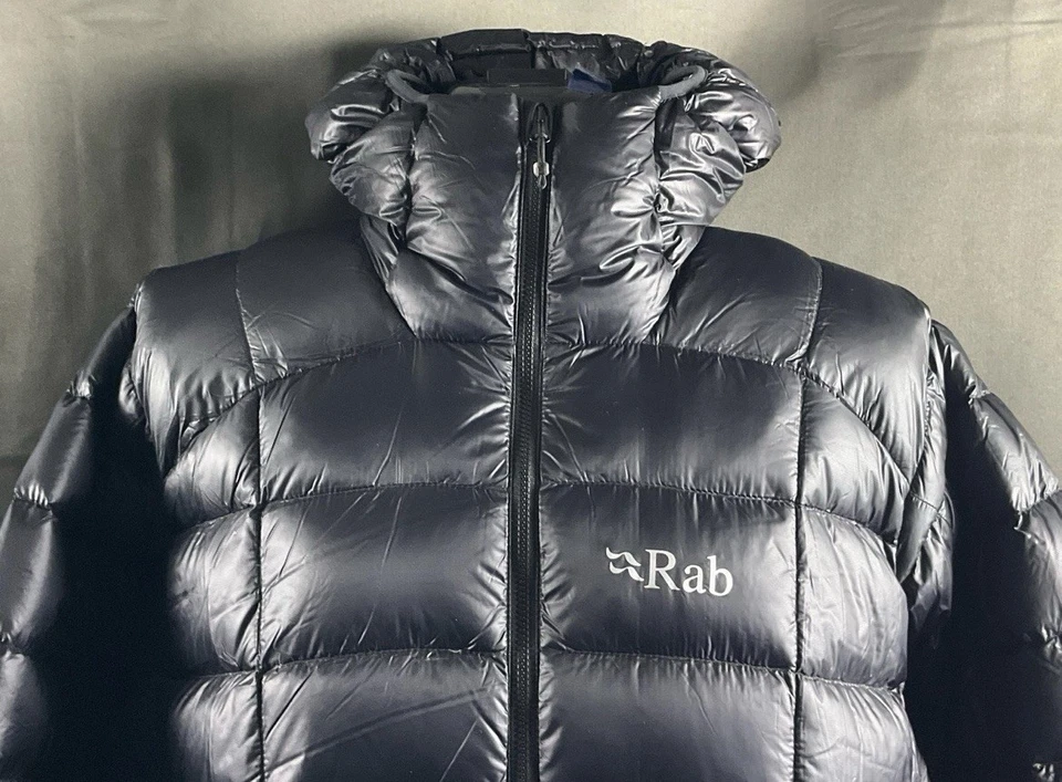 New Rab Mens Mystic G Down Jacket XL Black Full Zip Hooded with tags  - Image 2 of 4