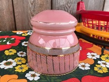 VINTAGE ART DECO GLASS PINK & GOLD PENDANT LIGHT SHADE