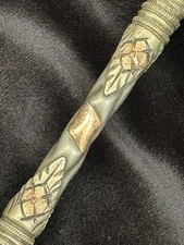 18K Gold/800 Silver Argentina Antique Bombilla Mate Straw w Gold, Marked